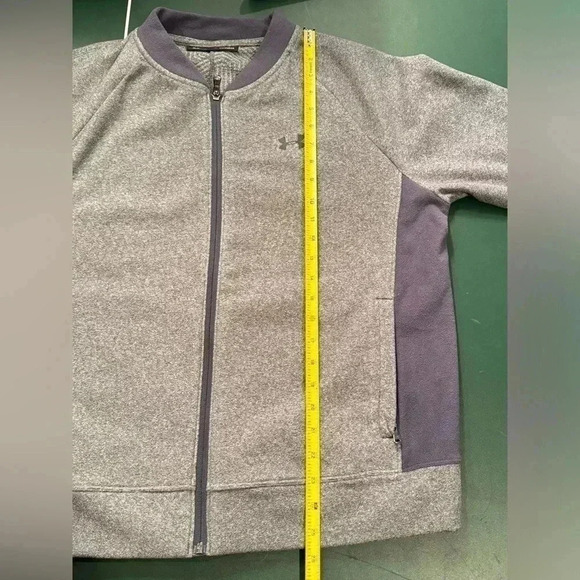 Under Armour‎ Women’s Heather Gray Cold Gear Bomber Full Zip Jacket Size Large - Picture 9 of 9